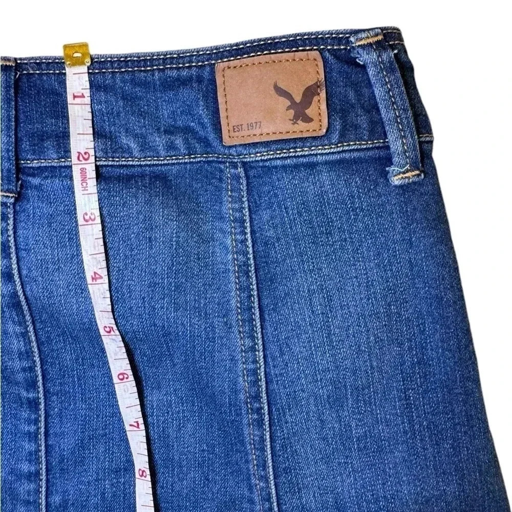American Eagle button down front Jean denim mini skirt women’s size 2 stretchy - Picture 4 of 9